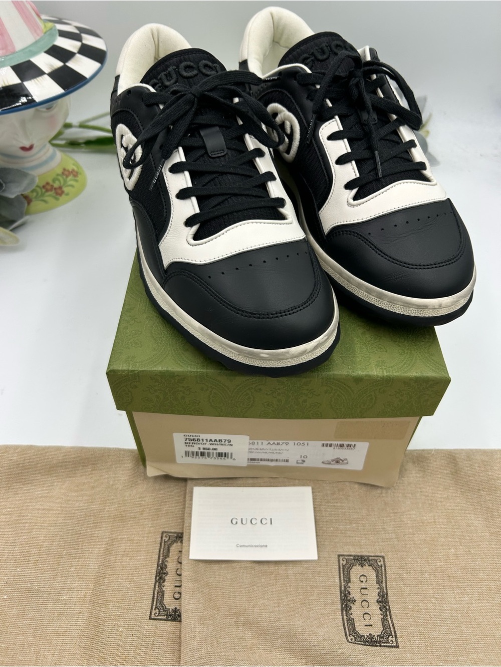 Men's Gucci Mac 80 low top leather sneakers size 43/ 10 made in Italy